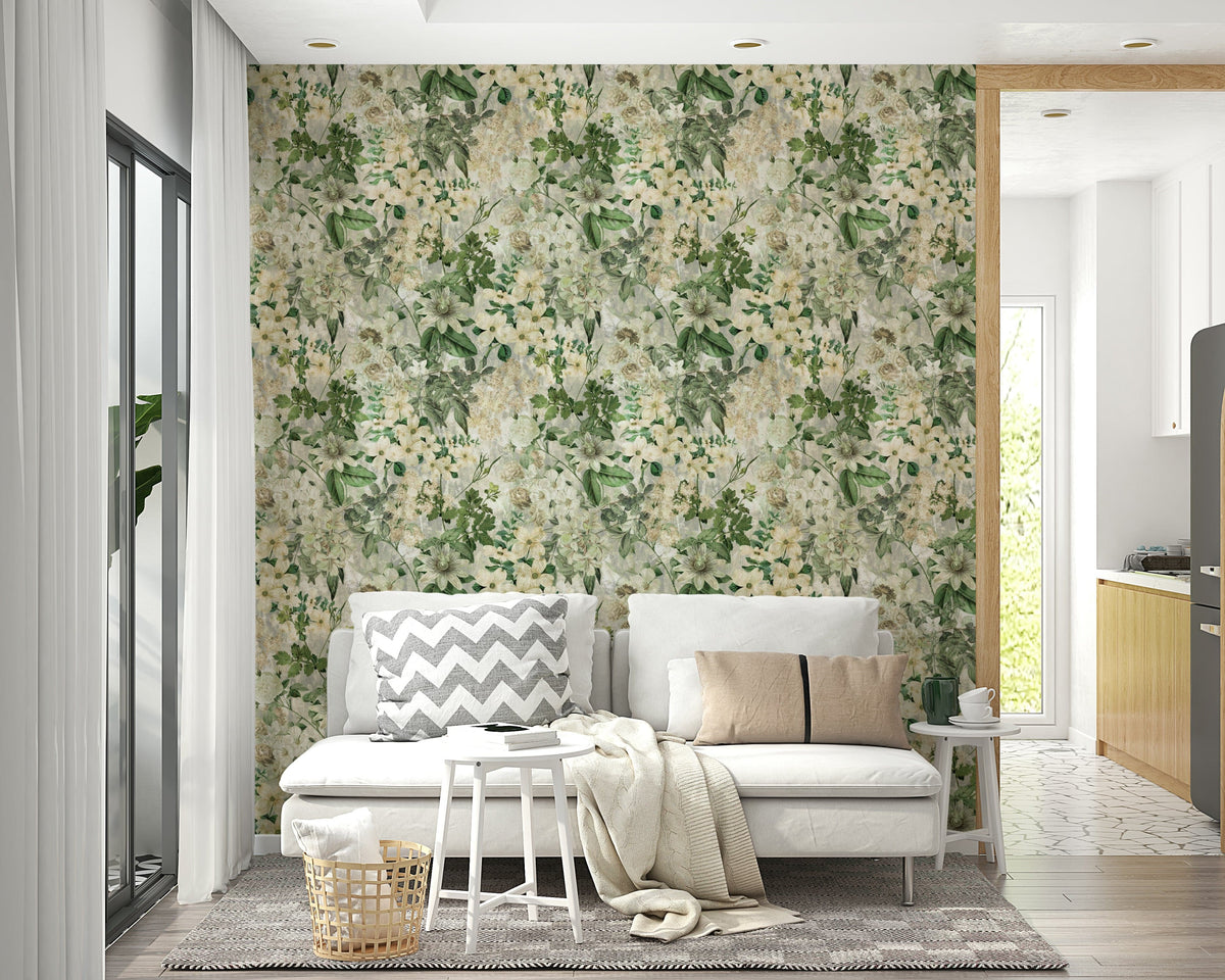 Close-up of a subtle, floral canvas pattern

