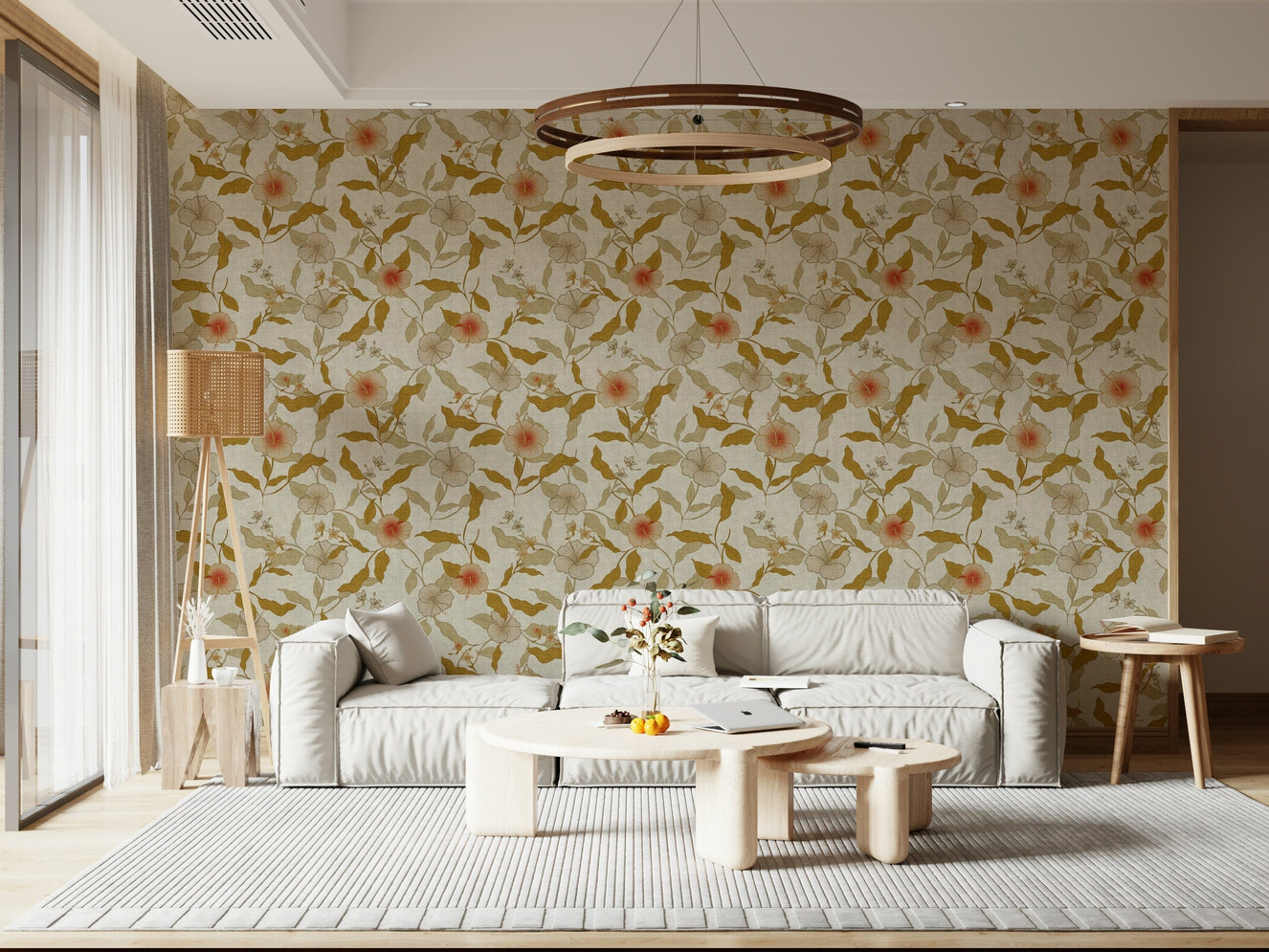Elegant bloom and leaf Faded Tropical Floral repeating decor.