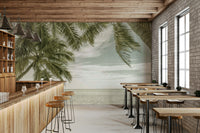 Palm tree and ocean mural for coastal interiors

