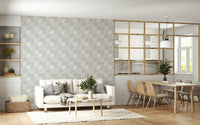 Vintage Folk Tiles ‚Äì Blue Breeze Wallpaper‚Å†