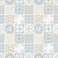 Vintage Folk Tiles ‚Äì Blue Breeze Wallpaper‚Å†