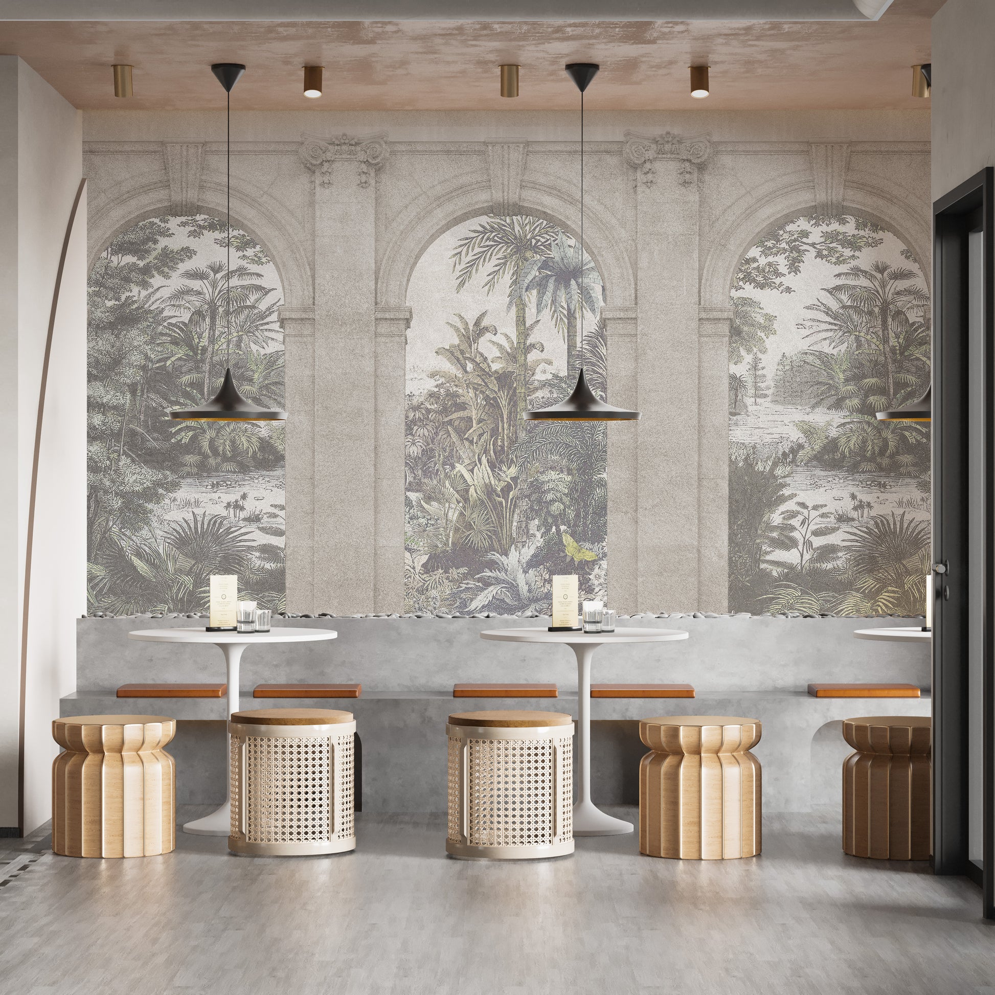 Rustic vintage architecture wall mural design
