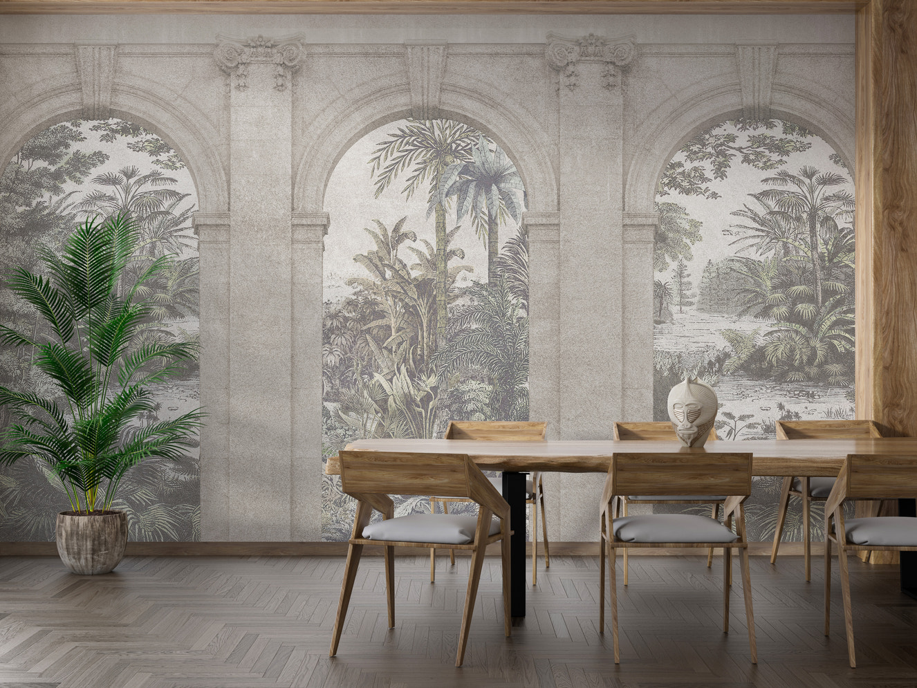 Subtle textured tones architecture mural design
