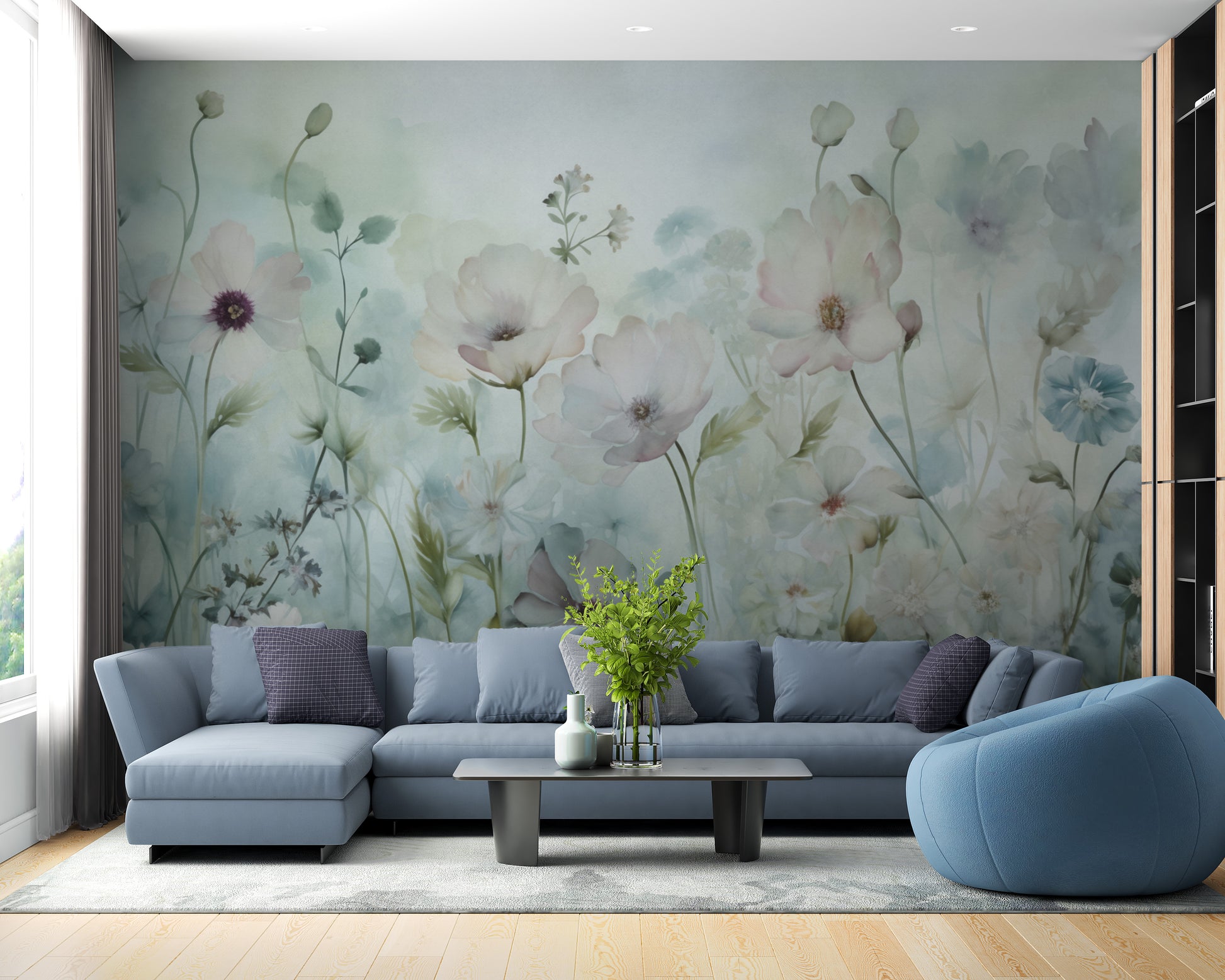 Spring Field Vintage Green Wallpaper - Giffywalls