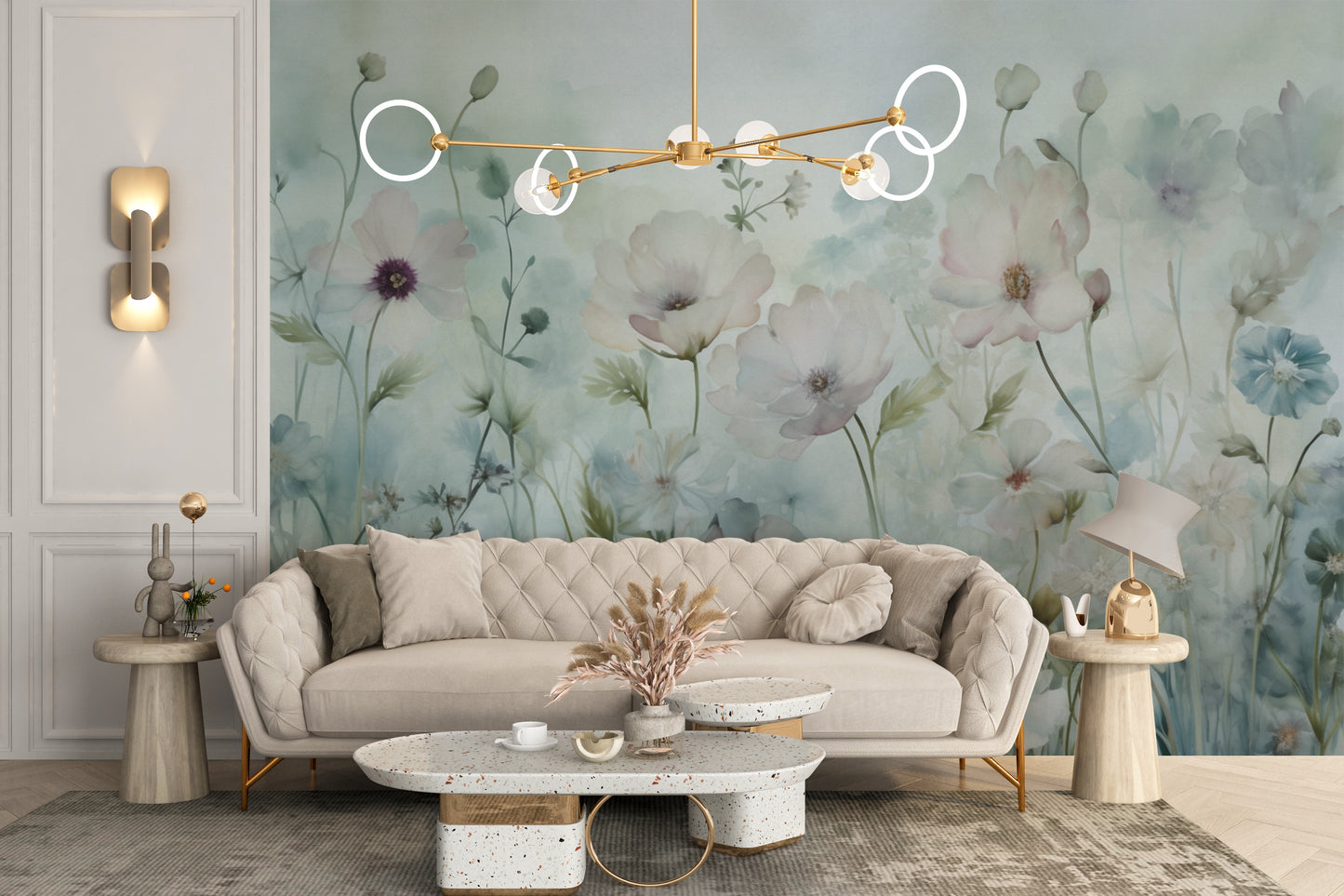 Spring Field Vintage Green Wallpaper - Giffywalls