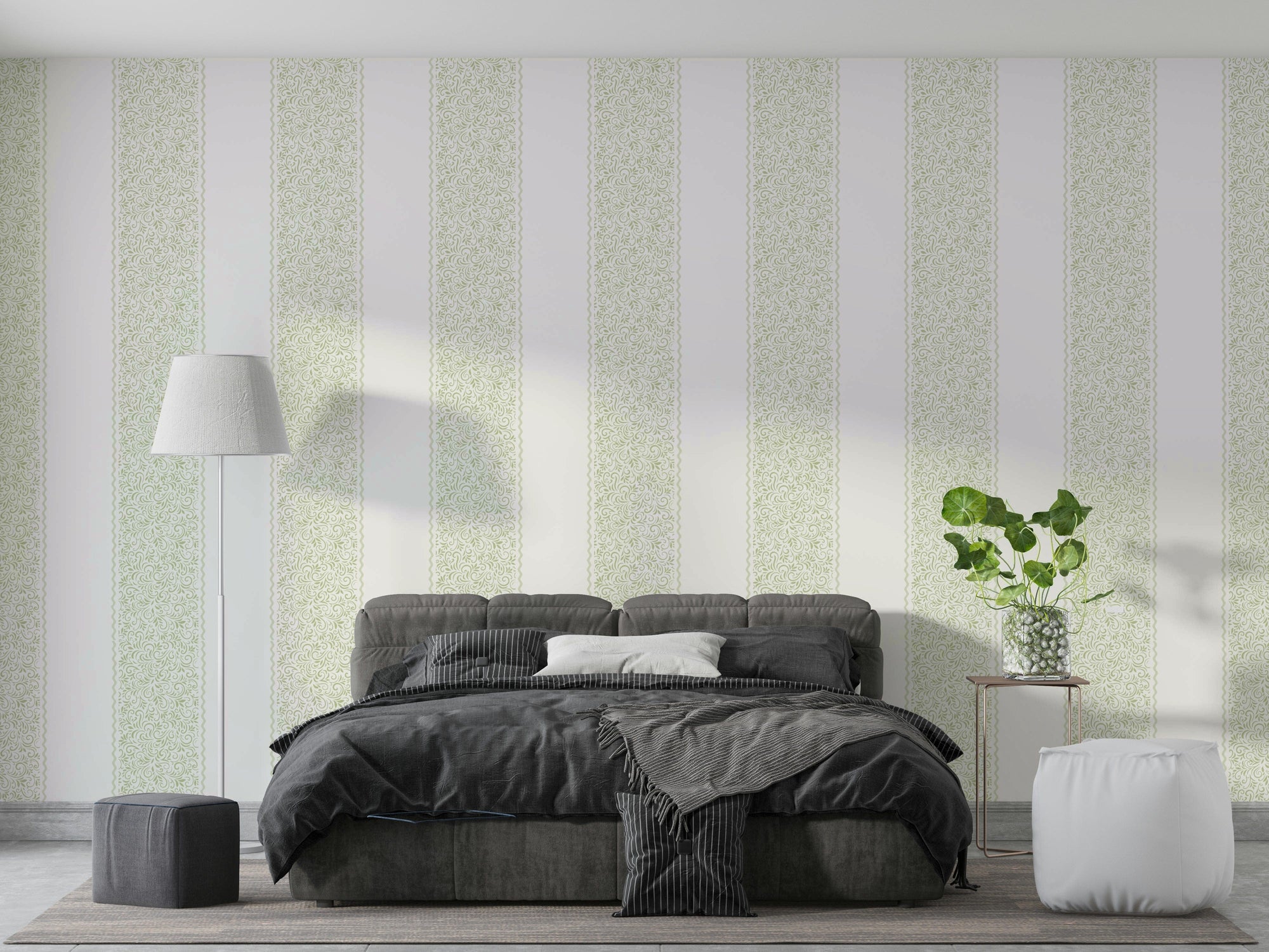 The colors are gentle and muted, with a natural, green and beige palette.

