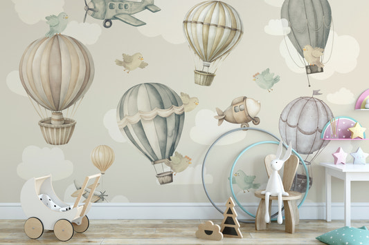 Vintage-Heißluftballon-Wandbild fürs Kinderzimmer