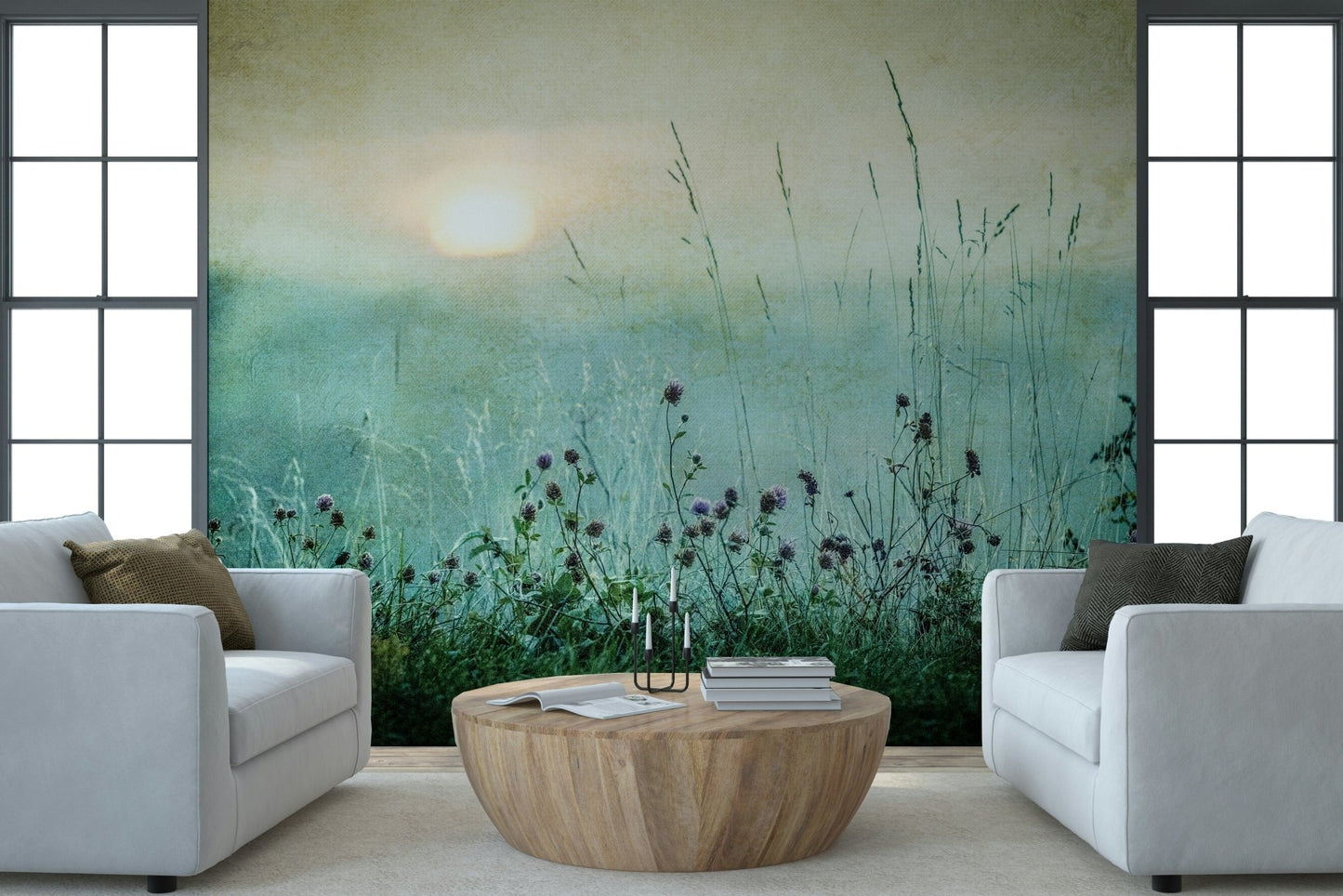 Vintage Meadow Dawn Wall Mural -1026605