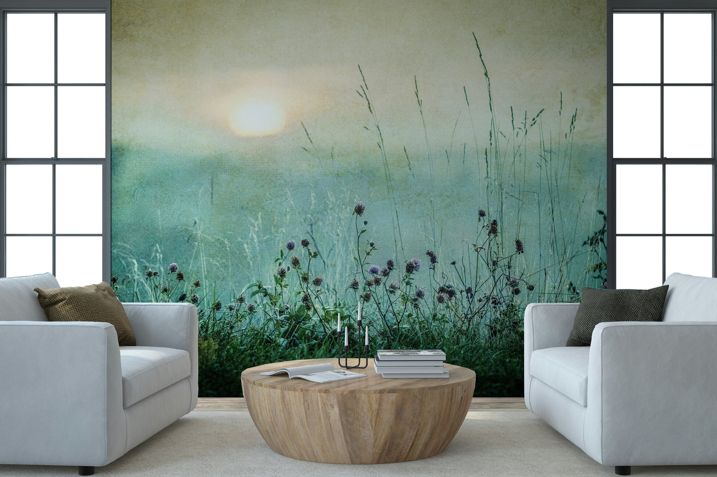 Fresque murale Aube de Prairie Vintage -1026605