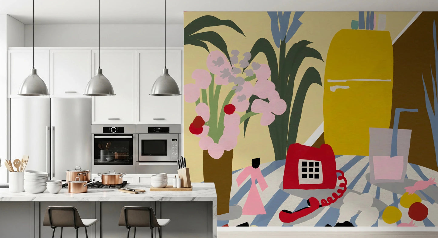 Vintage mid century kitchen still life Wall Mural