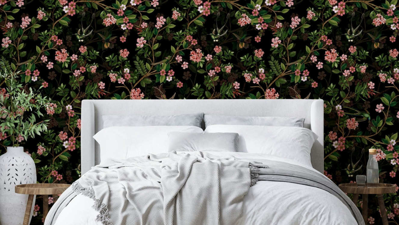 moonlit tropical foliage wallpaper

