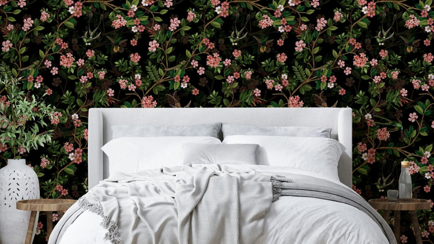 moonlit tropical foliage wallpaper

