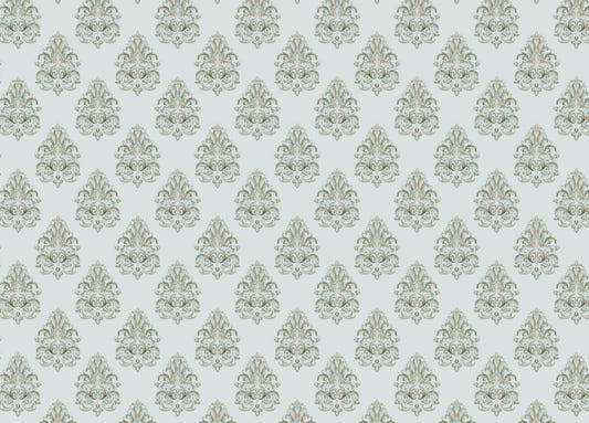 Vintage Damask Green Wallpaper Wandbild