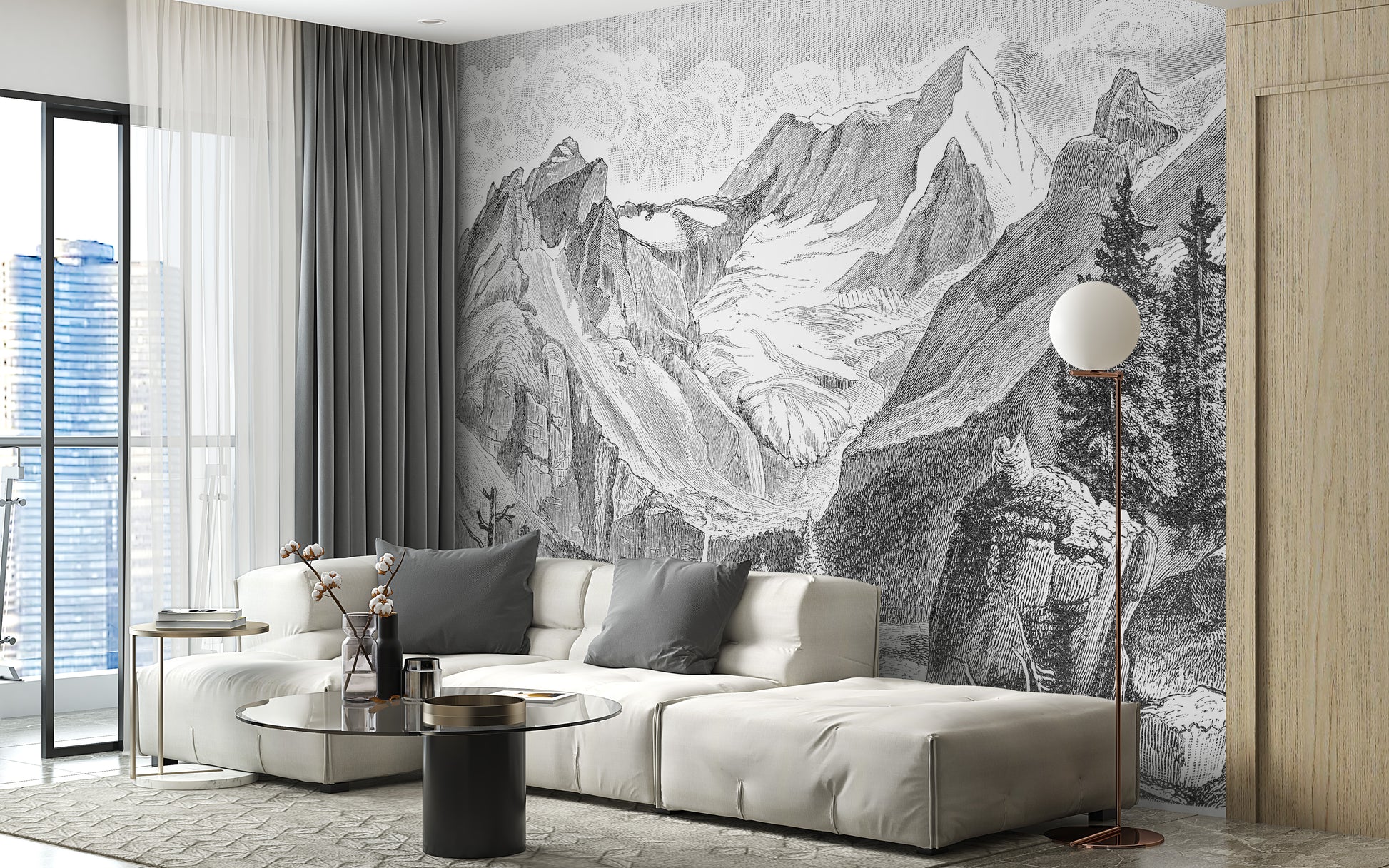 Vintage Mountain wallpaper mural - Giffywalls