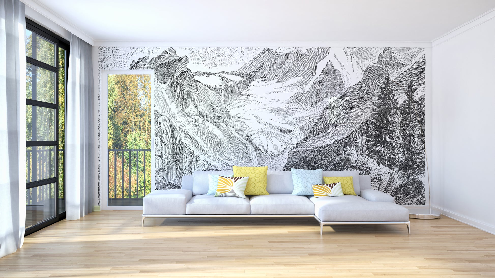 Vintage Mountain wallpaper mural - Giffywalls