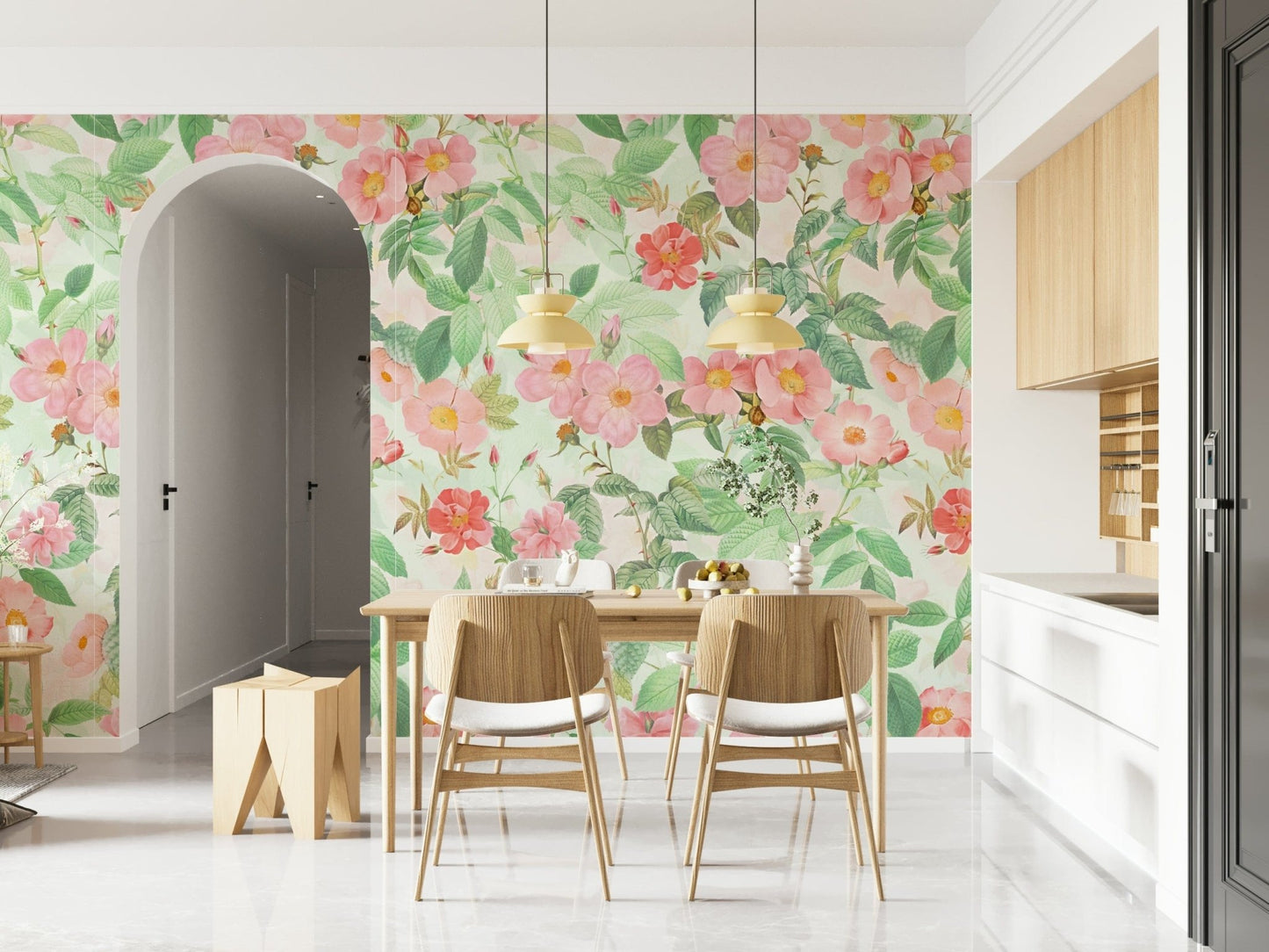 Fresque murale Vintage Jardin de Roses Redouté