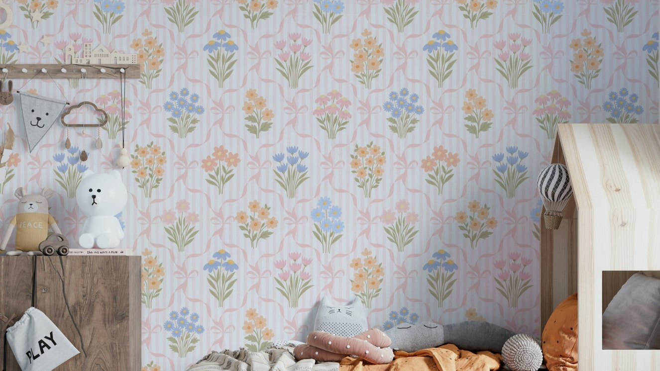 Cottagecore floral bouquet wallpaper design
