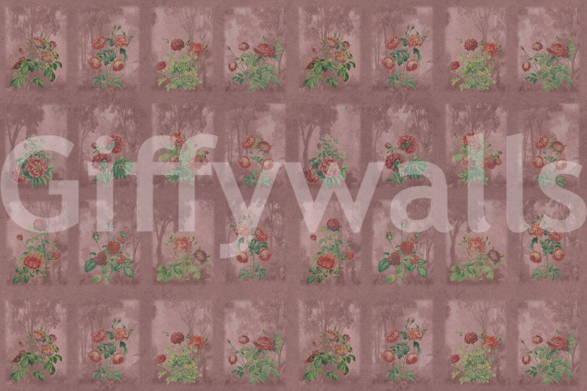 High-quality floral illustration on a durable vinyl mural for hallways.
