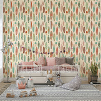 Vintage beach mural with summer surfboards

