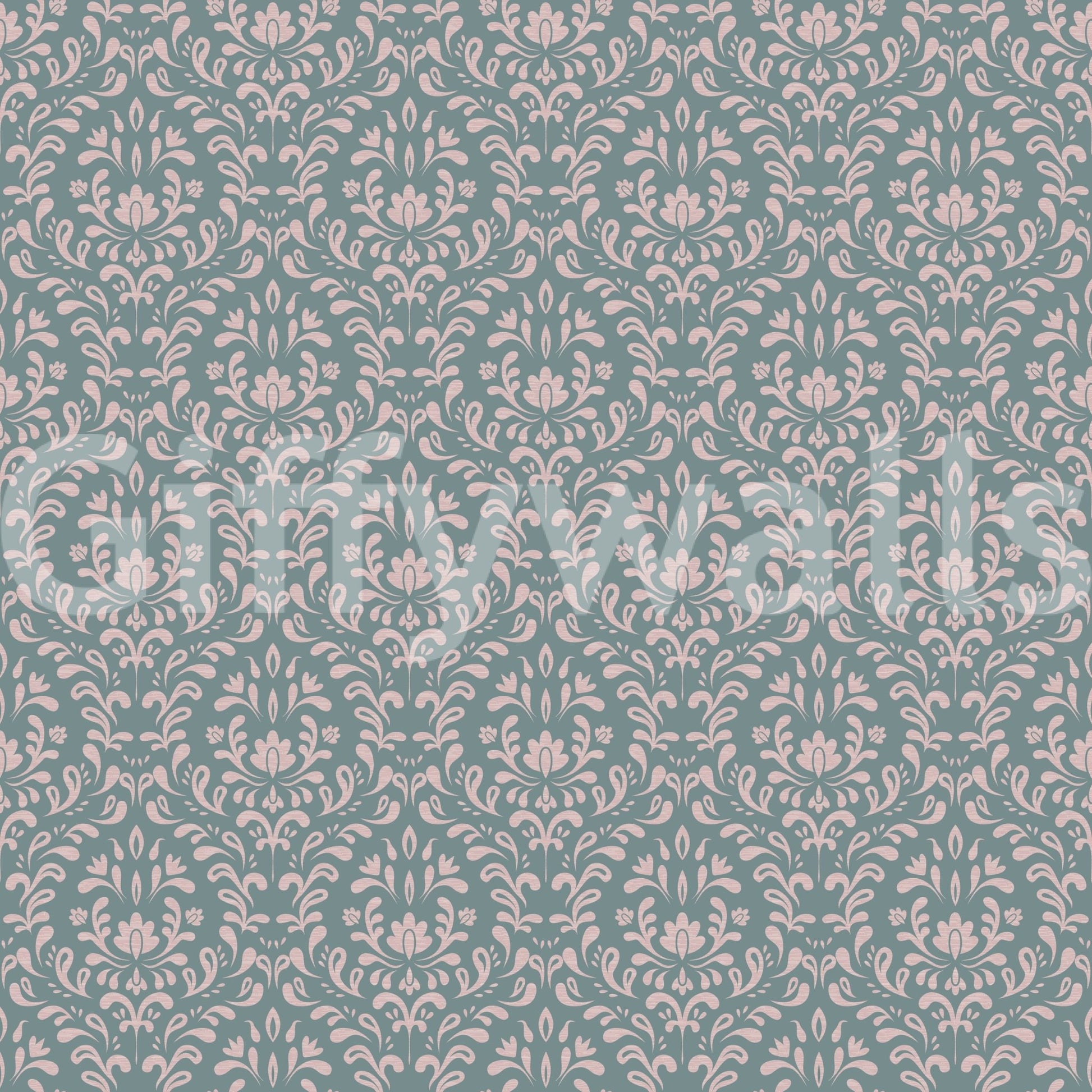 VINTAGE TEAL DAMASK Wallpaper⁠