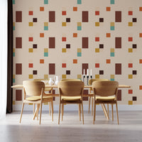 Elegant Vintage Tiles Beige Color Wallpaper