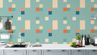Cool blue Vintage Tiles Wallpaper for walls