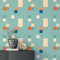 Elegant Vintage Tiles Blue Color Wallpaper mural