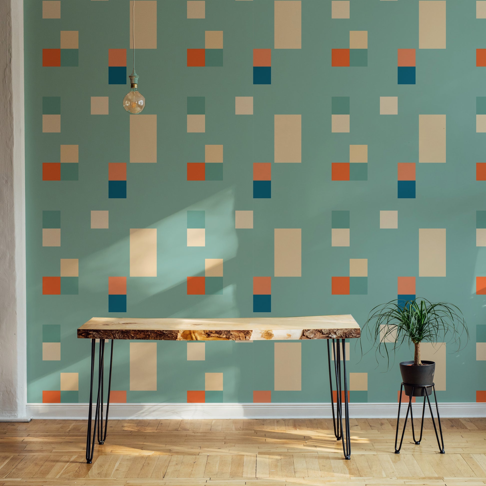 Vintage Tiles Blue Color Wallpaper design