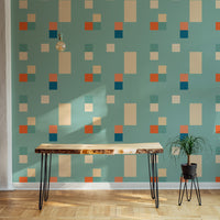 Vintage Tiles Blue Color Wallpaper design