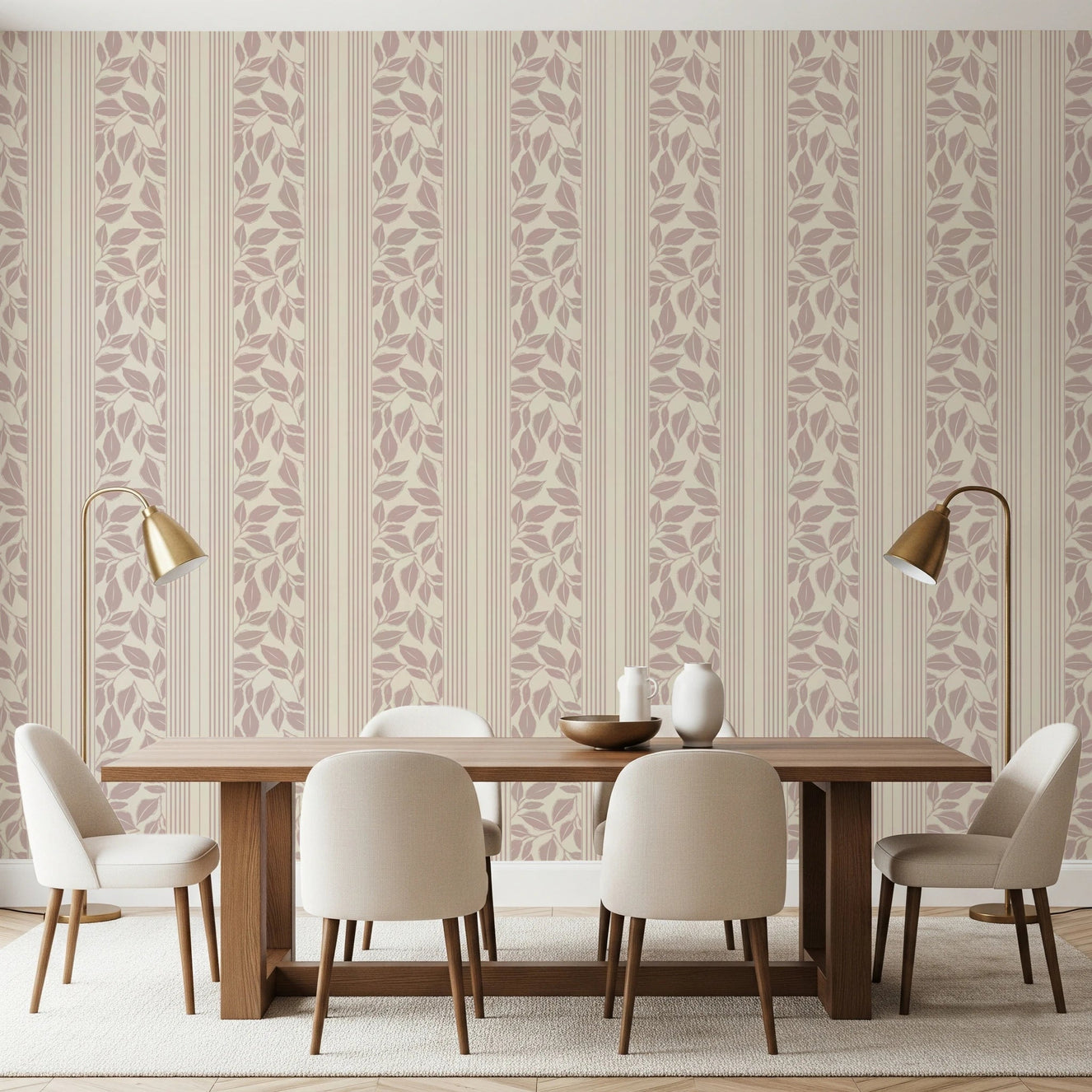 Vintage Trailing Foliage Mauve Wallpaper⁠