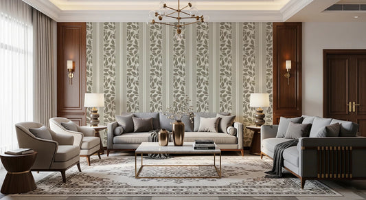 Vintage Trailing Foliage Olive Green Wallpaper⁠