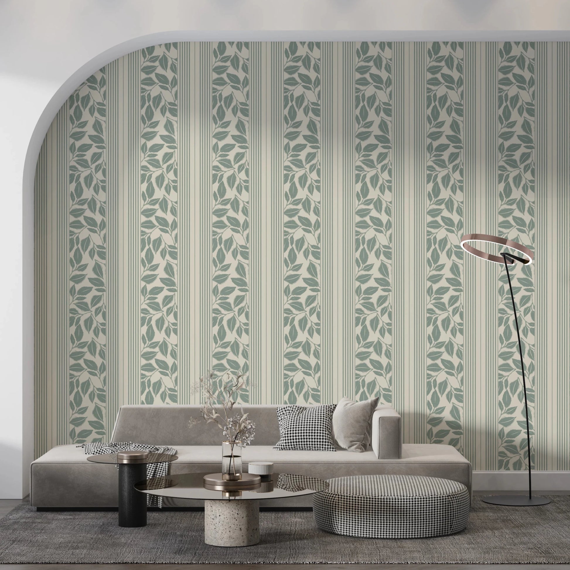 Vintage Trailing Foliage Sage Green Wallpaper⁠