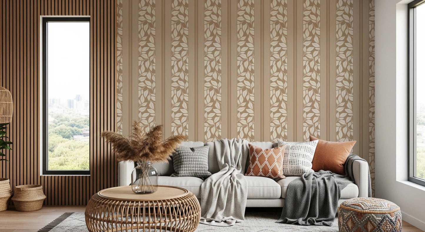 Vintage Trailing Foliage Tan Wallpaper⁠