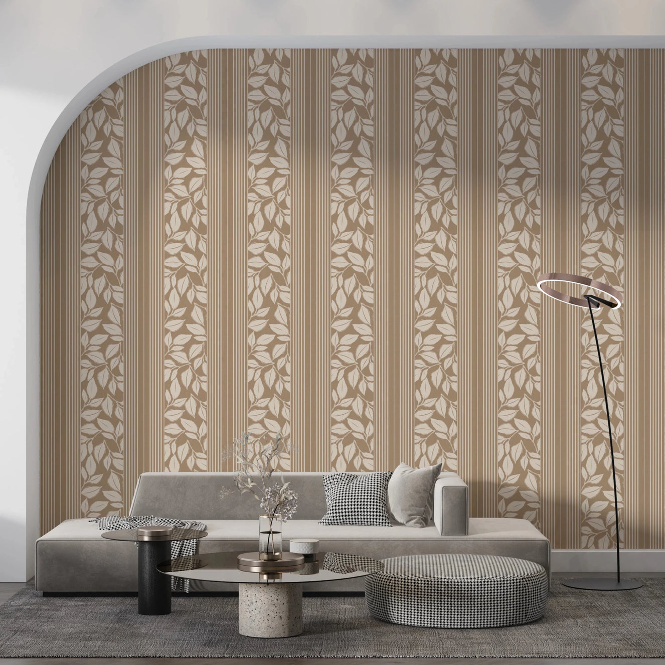 Vintage Trailing Foliage Tan Wallpaper⁠