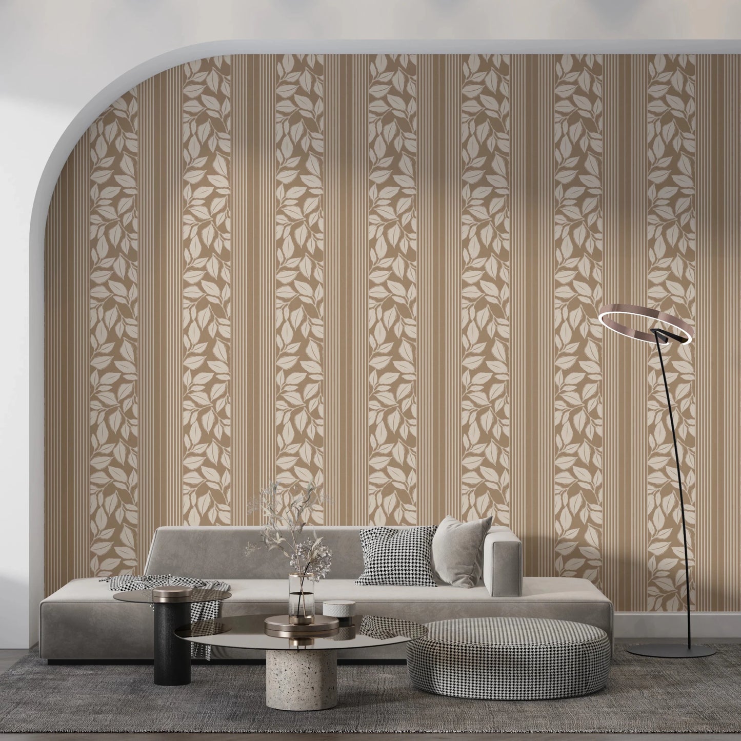 Vintage Trailing Foliage Tan Wallpaper⁠