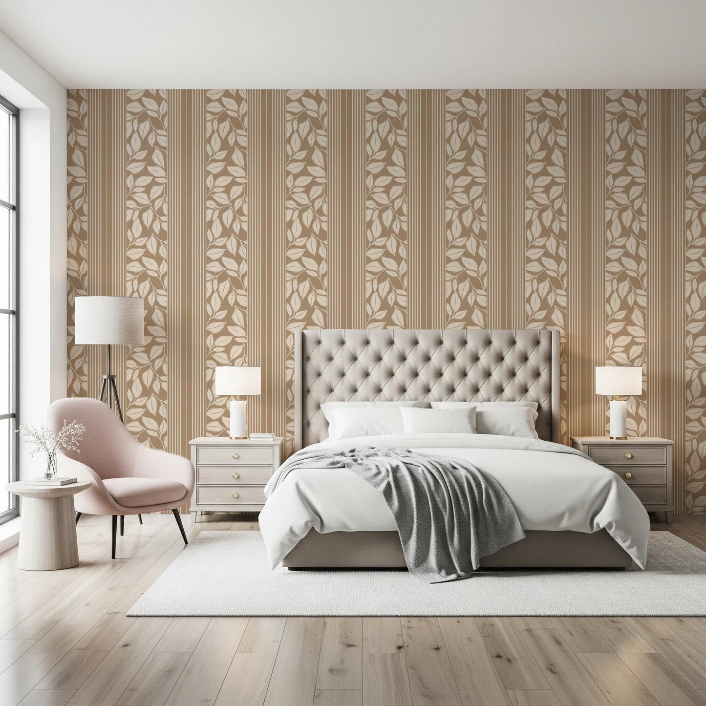 Vintage Trailing Foliage Tan Wallpaper⁠