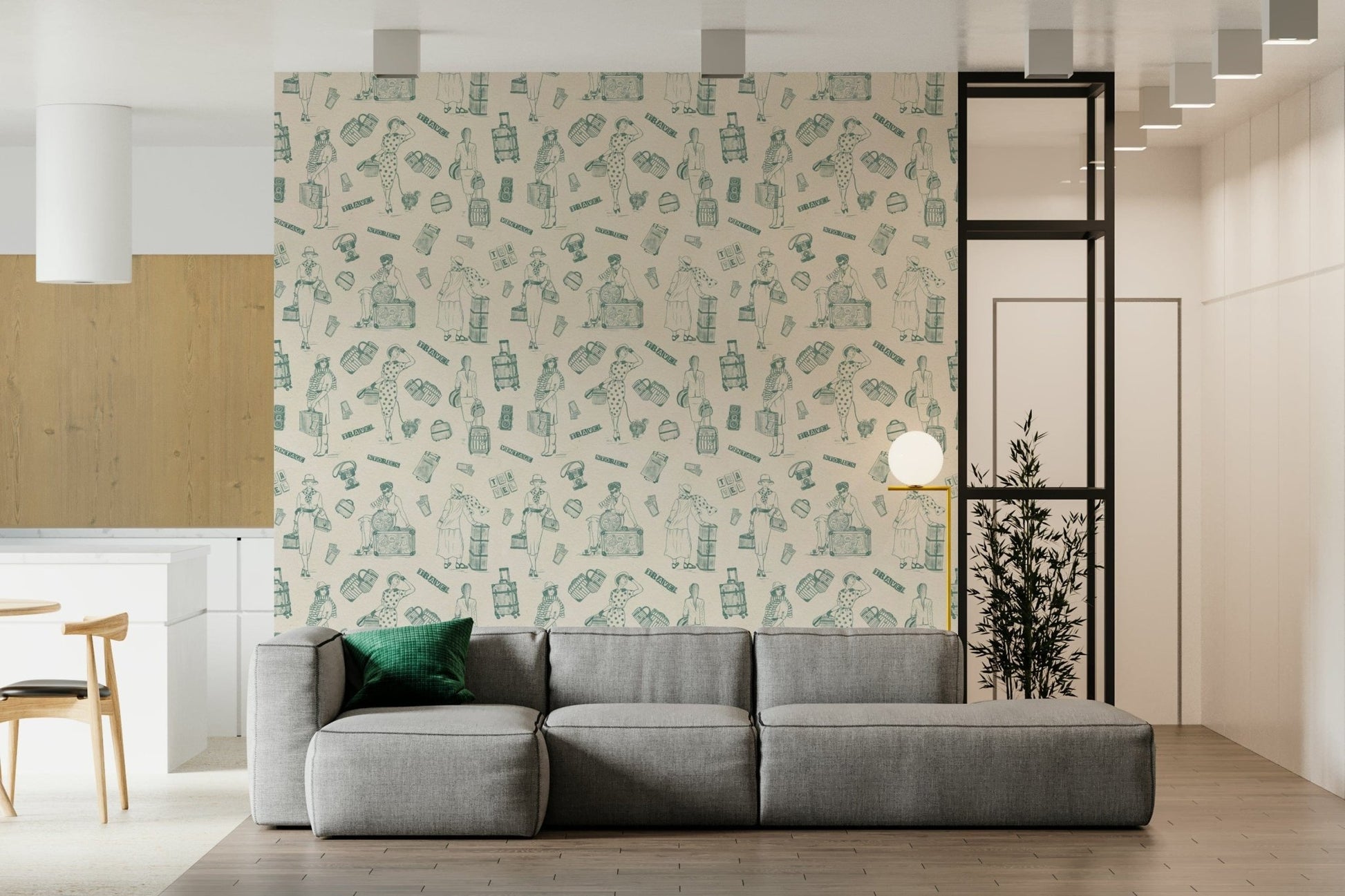 Vintage map-themed travelogue wallpaper with hand-drawn exploration motifs.