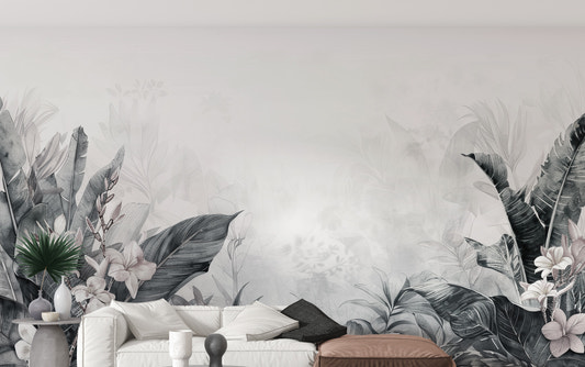 Vintage tropical forest leaves wallpaper
