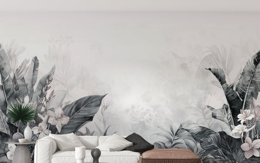 Vintage tropical forest leaves wallpaper
