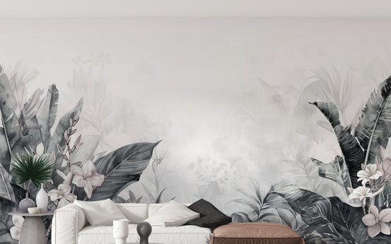 Vintage tropical forest leaves wallpaper
