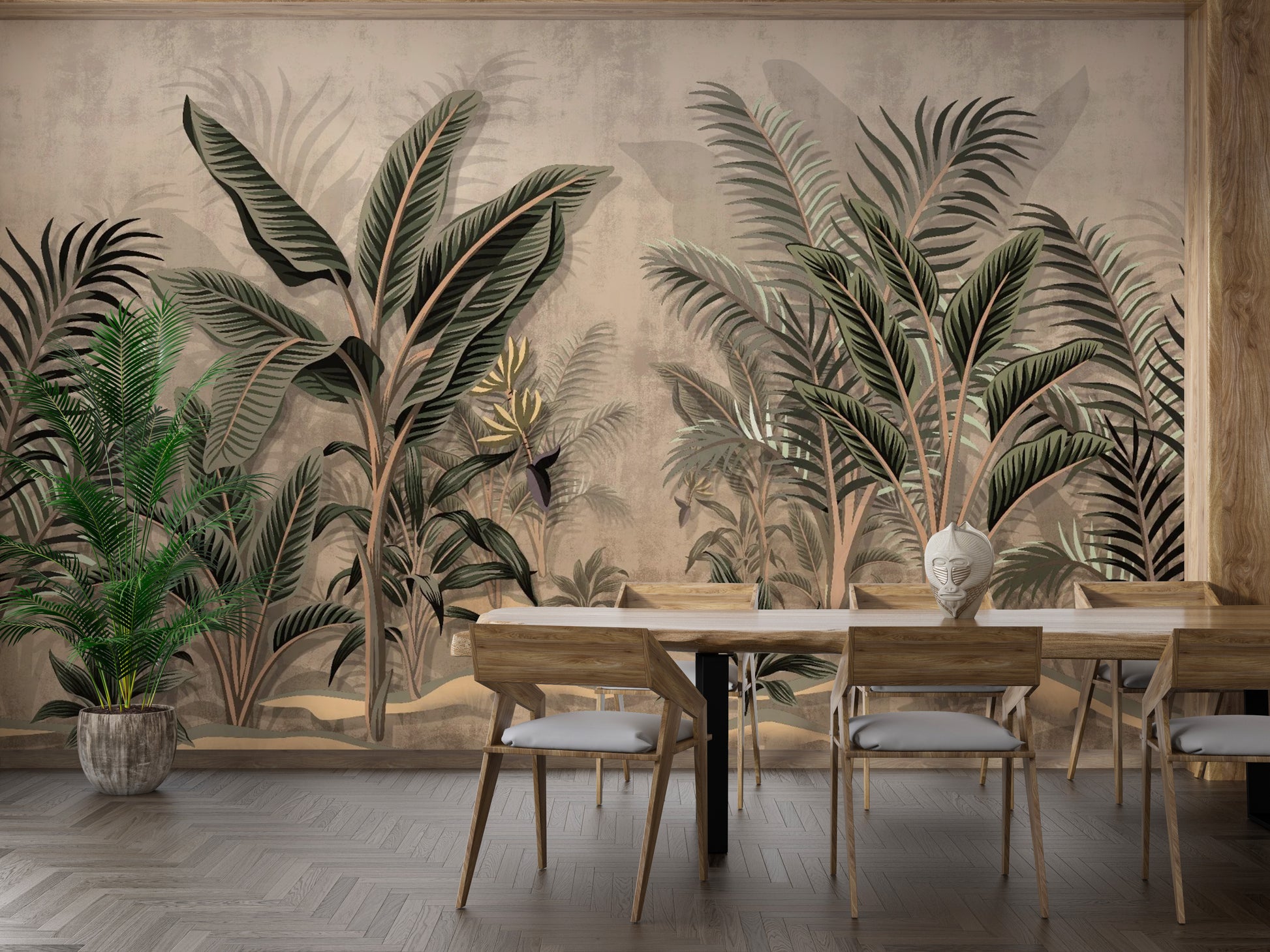 Vintage Tropical Palms Wallpaper Mural - Giffywalls