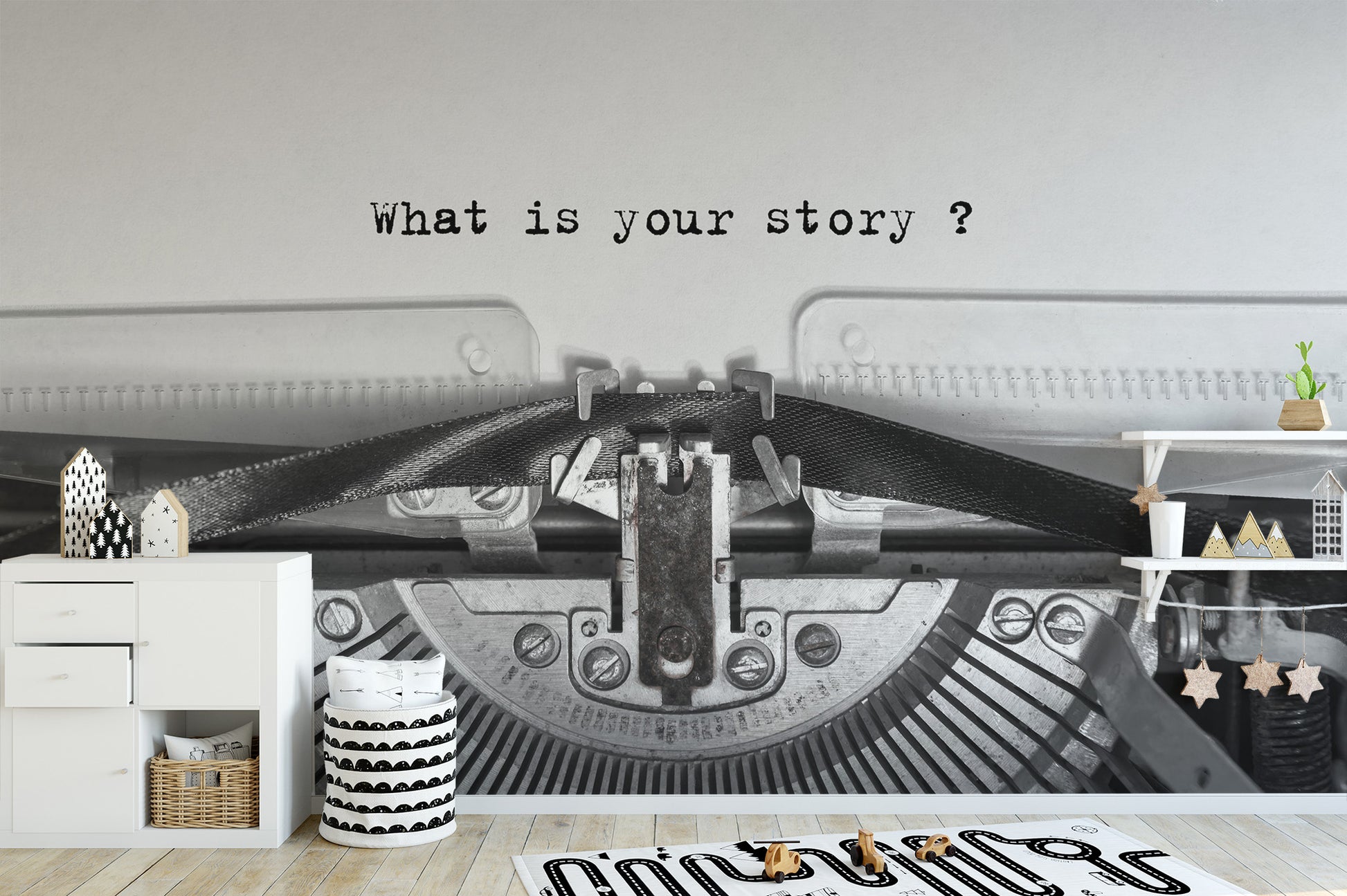 Statement mural wallpaper with typewriter
