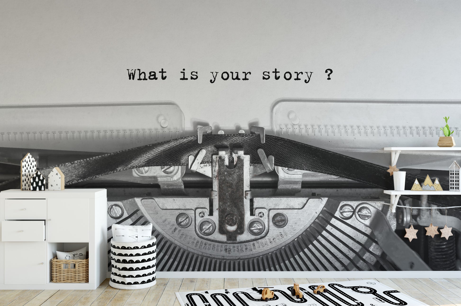 Rustic typewriter wallpaper for decor
