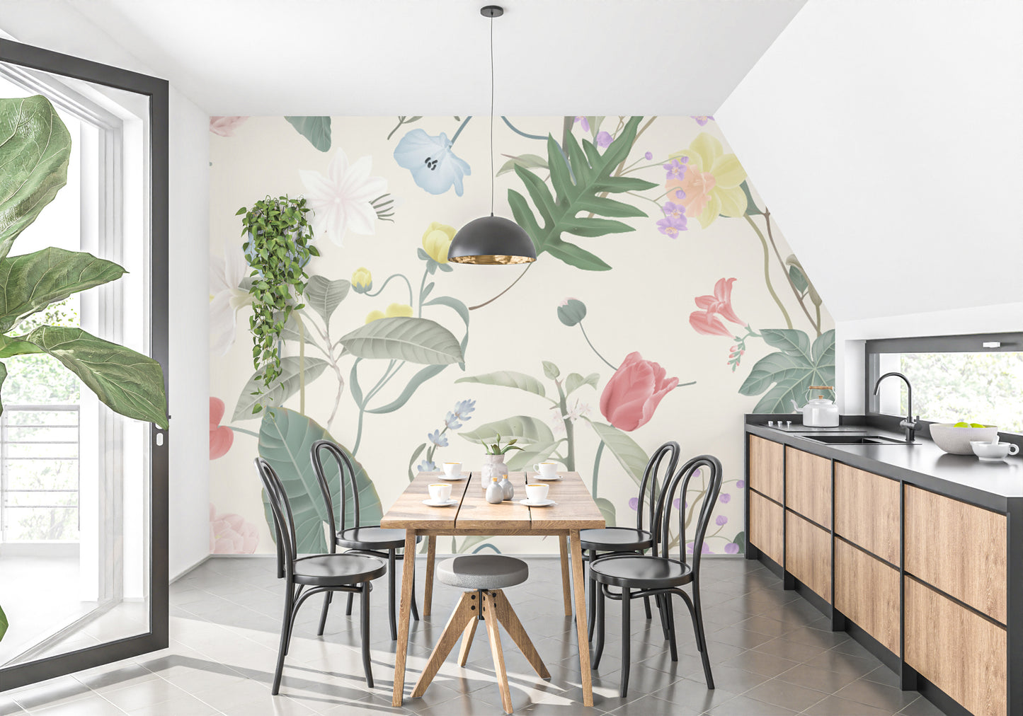 Vintage wildflowers wallpaper mural - Giffywalls