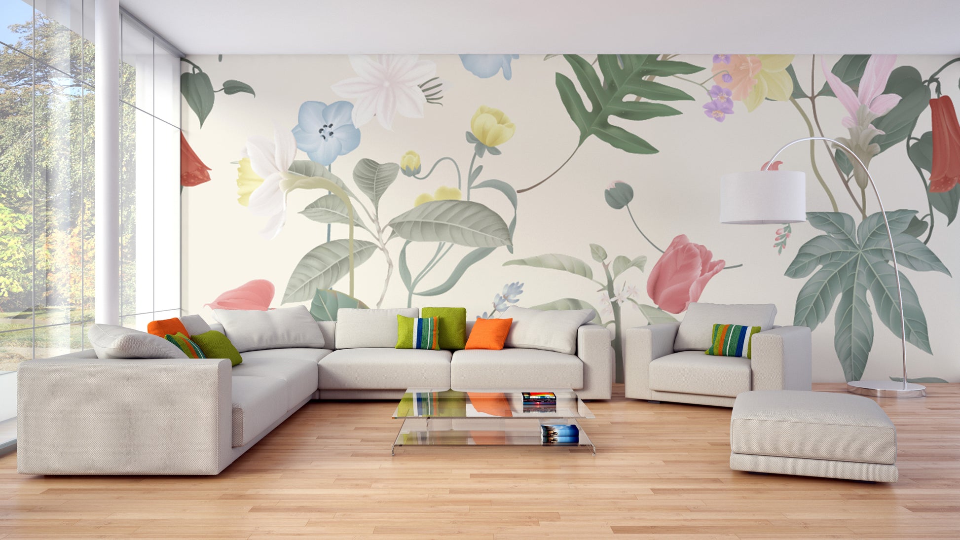 Elegant Wildflower Wallpaper with Vintage Charm for Living Rooms
