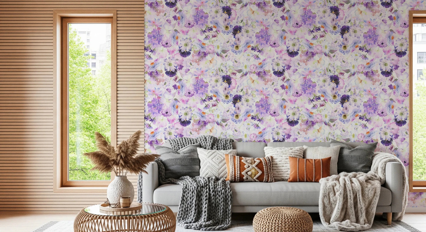 Violet Floral Bloomscape Wallpaper⁠