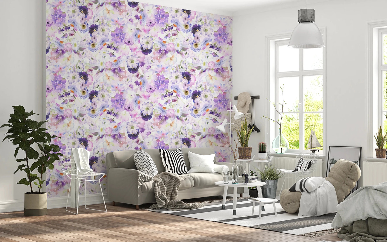 Violet Floral Bloomscape Wallpaper⁠