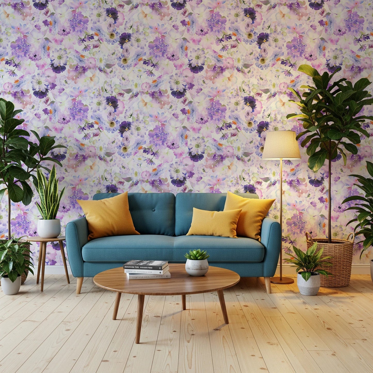 Violet Floral Bloomscape Wallpaper⁠