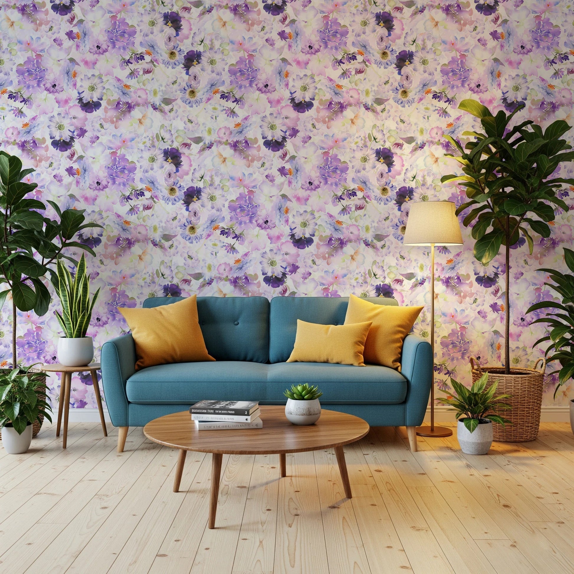 Violet Floral Bloomscape Wallpaper⁠