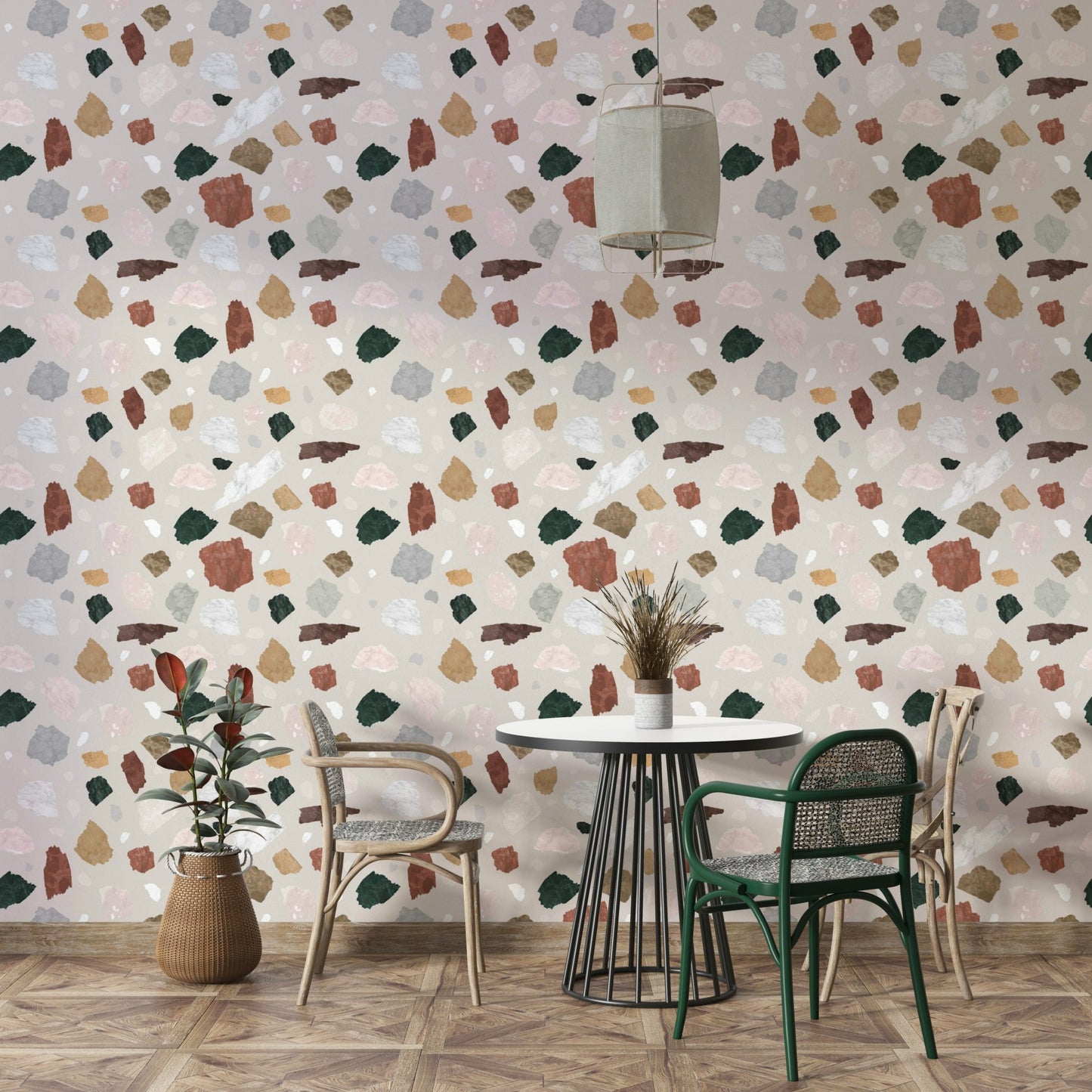 Vitruvio-inspired mural with ancient design influence

